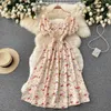 Urban Sexy Dresses YuooMuoo Chic Fashion Floral Print Women Dress 2024 New Summer Elegant High Waist Big Swing Long Party Dress Vacation Outfits Y240420