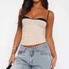 Women's Tanks Camis Xingqing y2k Lace Trim Crop Top Summer Women Sexy Shr S Through Spaghetti Strap Slveless Camisole 2000s Vest Clubwear Y240420