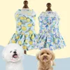 Robe d'animal de compagnie de vêtements pour chiens avec décoration de fleur sangle de poitrine pour petits chiens costume mignon charmant