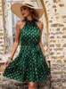 Urban Sexy Dresses 2024 Summer Female Sexy Sleeveless Halter Neck Boho Polka Dot Print Dress Women Party Beach Sundress Straps A-Line Vestidos Y240420