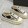 Casual Shoes Round Toe Canvas Whit Lace Up Woman Footwear Low High On Platform For Women Spring Urban A Fashion 2024 in Shoe 39 Y2k