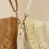 Tassel Straw Beach Bag dla kobiet stały kolor Khaki tkaninowa torba na ramię pu pasek moda żeńska torebka crossbody ręcznie robione damskie torba na letnią kopertę