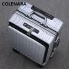 Luggage COLENARA 20"22"24"26 Inch Luggage Front Opening Aluminum Frame Trolley Case Business Boarding Box with Wheels Rolling Suitcase