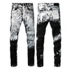 Motorcycle Ksubi Jeans Purple Men Designers High Street Blue Denim Slim Fit Paint Graffiti Pattern Mens Purple Jeans for Men Black Pants 4ZH4 4ZH4 ZPB9