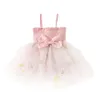 Mädchenkleider Kleinkind Kind Mädchen Prinzessin Kleider Sommer Ärmel und bogenknoten blumig gestickeltes Mesh A-Line Tulle für Geburtstagsfeier