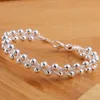 Chain Charm Silver Color Bracelets for Women Fine Braided beads Chain Fashion Wedding Party Christmas Gift High Quality Jewelry Y240420