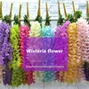 Dekoracyjne kwiaty symulowane sufit wisteria fałszywy kwiat rattan indoor ślub dekoracja plastikowa fioletowe rośliny