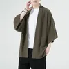 Etniska kläder Solid Linen Kimono Japanese Kimonos för män Vintage Clothes Cardigan Man Men's Japan Shirt 5xl