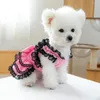 Dog Apparel Easy To Put On Pet Dress Multi-layer Elegant Lace Bow Princess For Small Medium Dogs Soft Plaid Weddings