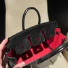 Bolsa de sacola de couro genuíno caseiro handmade personalizado saco de platina de 25 cm bolsa feminina portátil com pele de cabra 89 Painel interno preto Q5 Big Red