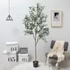 Decorative Flowers 2/3/4/5/6ft Artificial Olive Tree Faux Potted Plants Branch Leaves Fruits Garden Wedding Home Decoration Indoor Outdoor