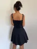 Casual Dresses Sexy Socialite Accessible Luxury Shoelace Bandeau Sling Dress Stylish Tight Waist Slim Looking Fishbone Lace Skirt