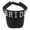 Baskar handpärlad basebollhatt skimrande strass för brud bröllopskroppad dräkt