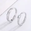 Cluster Rings S925 Sterling Silver Stay Together For Life Par Ring Simple and Justerable Opening Male Female Engagement