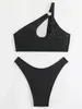 Women's Swimwear Asymmetric One Shoulder Hollow Out Bikini Women Female Swimsuit Two-pieces Set High Cut Bather Bathing Suit Swim