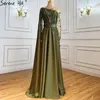 Abiti da festa musulmani abito da sera verde oliva con maniche lunghe abiti da sposa da donna eleganti bla70985