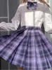 Skirts MEXZT JK Plaid Pleated Skirt Women Japanese Kawaii Bow Mini Skirts Summer Y2K Harajuku Preppy Dance A Line Skirt School Uniforms Y240420