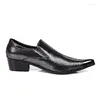 Chaussures habillées masculins paillettes de serpent en cuir noir talons hauts