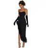 Elegant Short Black Crepe Evening Dresses With Feathers Sheath Spaghetti Straps Zipper Back Prom Dresses Robe De Soiree Formal Party Gown for Women