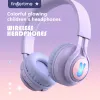Hörlurar Ny produkt BT06C+ READMONTERAD Trådlös Bluetooth Children's Headset med MIC Söt mode Lysande RGB Music Girl -headset