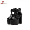 Sandały 15 cm Platforma Super High Heels Platforma Peep Stopa Chunky Obcowanie Rzym Buty Summer Pumps Black White Party