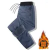 Men's Pants Thicken 2024 Winter Male Warm Trousers Fleece Inside Clothing Straight Casual Size 5XL 6XL