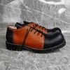 Dress Shoes Orange Patchwork Man Round Toe Lace Up Low Heels Male Fashion Casual