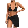 Women's Swimwear Personality Fashion Comfortable Solid Color Three Piece Swimsuit Woman 2024 Women