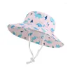 Berets Baby Boys Sun Hat Infant Upf 50 Protective Toddler Dinosaur Bucket Summer Kids Beach Hats Wide Brim Outdoor Play