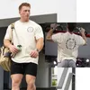 T-shirty T-shirts T-shirt na siłowni Summer Nowe luźne duże mężczyzny krótkie slve ir nhino muskularne joggery fitness czyste bawełniane szkielet