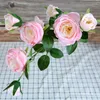 Dekorativa blommor Rose Bouquet Artificial Pink Red Flower Wedding Decoration 7-Head Silk Fake Home Bag