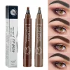 Förbättrare Vattentäta naturliga ögonbrynspennor Fyra gaffel Eyebrow Pen Eye Brow Tint Eyebrow Pen Långvarig skönhetsögon Makeup Tools