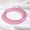 Bangle Natural Agate Violet Chalcedony Bracelet Female Pink Purple Girl's Round Jade Light Beauty