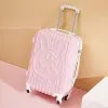 Luggage New love cartoon cat luggage female pull bar suitcase box universal wheel password travel case 20 " carry on boarding luggage