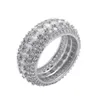 Nuevos anillos de hip hop unisex 18K Gold con cinco filas de anillos de diamantes S925 Personalización de joyas de plata