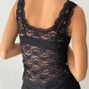 Women's Tanks Camis Xingqing Women Lace Top Sexy Party Vest S Through Hollow Out V Neck Slveless Mesh T Shirt y2k Aesthetic Clothing Strtwear Y240420