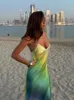 Casual jurken sexy satin gradient strand dames bodycon tie-dye 2024 zomer backless elegless elegant feest vakantie outfits gewaad mujier