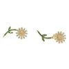 Boucles d'oreilles Spring Arrivés Jewelry Bloom Studs de fleurs doubles feuilles vertes feuilles de femmes magnifiques boucles d'oreille magnifiques