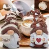 Dekoracyjne figurki kawa gnome 2 żywica szwedzka kolekcjonerska para akcesoriów do lalki w Valentine Decor Dolls