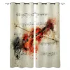 Curtain Vintage Music Sheet Notes Retro Print Kitchen Window Treatment Living Room Office Decor Drape For Kid's Home Bedroom