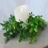 Candle Holders Artificial Wreath Ring Green Eucalyptus Set For Home Wedding Party Table Centerpiece