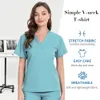 Dentist Surgery Tops Solid Color Beauty Salon Work Blouse Veterinary Nursing TShirts Spa Uniform Scrub Men Clothes 240418