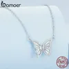 Pendants Bamoer 925 Collier pendentif papillon en argent sterling pour femmes d'anniversaire de Noël cadeau pave cz fine bijoux bsn293