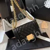 2024 Shoulder Bags Designer Classic Diamond Quilted Le Boy Flap Bag Sheepskin Crossbody Sier/gold Hardware Chain Women Square Handbags Outdoor Sacoche Purses