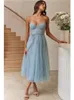 Casual Dresses Chicheca Strapless Halter Summer Women Party Tulle Dress Sexy Mesh Sleeveless A-line Pleated Backless Elegant De Fiesta