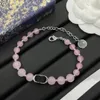 resin Pink Beaded Bracelet Jewelry Women's Stainless Steel 925 Sterling Silver Luxury Design Classic Charm Fashion Bracelet