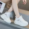 Casual Shoes Krasovki 7cm Air Mesh äkta läderplattform kil mode kvinnor sommar vulkanisera andningsbar chunky sneaker ihålig dam