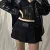 Skirts Goth Pastel Micro Skirts Low Rise Black Pocket Patch Work A-Line Skirt Aesthetic Set Retro Homestay Strwear Style y2k Y240420