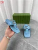 Designer Luxury G Marmont Thong Sandals Sky Blue QUILTED LEATHER Flat Flip Flop Slide Flat Slipper With Box
