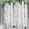 Dekorativa blommor 10/20st Wisteria Artificial Flower Rattan Wreath Arch Wedding Decoration Home Garden Decor Silk